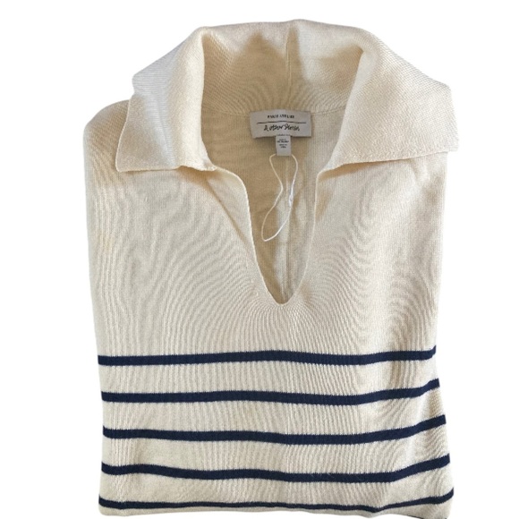 Paris Atelier & Other Stories Relaxed Collar Sweater NWOT Intarsia Knit Stripe - Picture 5 of 10